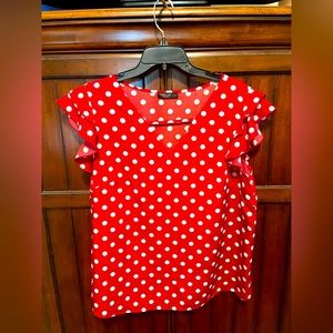 SHEIN size 1XL Red and white polka dot blouse.